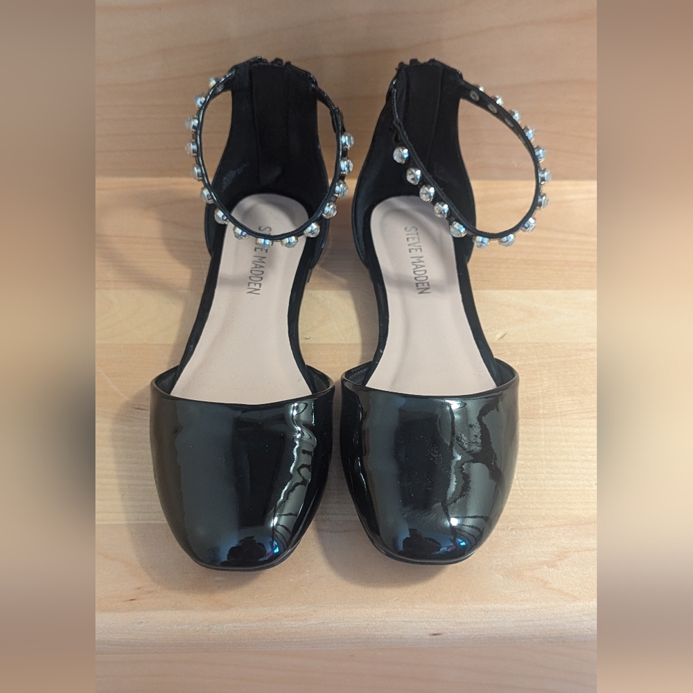 Steve Madden Black Kids Shoes with Studded Ankle Strap